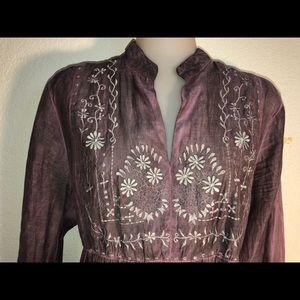 Kyla Seo Silk Blend Boho Purple Blouse Sz 1X